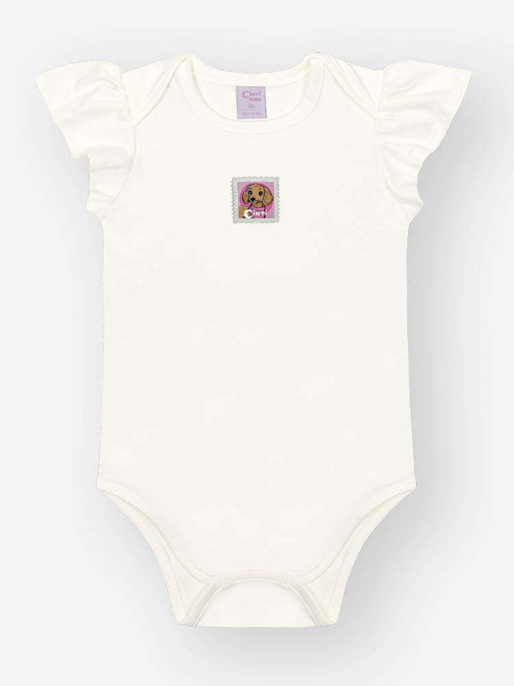 Conjunto Body Bebê Menina com Short-Saia Cachorrinhos – Look Delicado Cinti Baby NATURAL/RS CONFETE