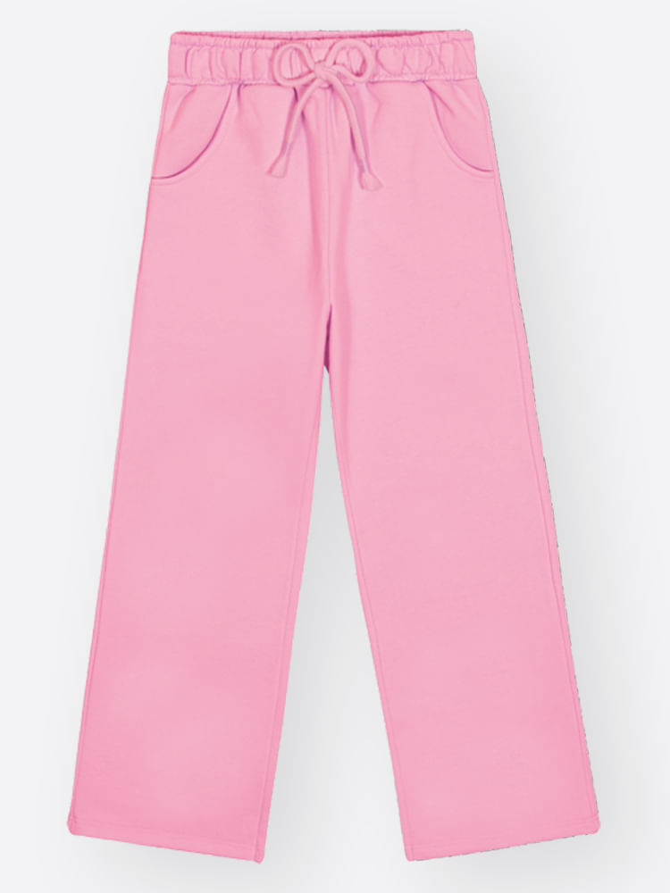 Calça Infantil Wide Leg em Moletom Felpado Quentinha – Inverno Menina Confortável