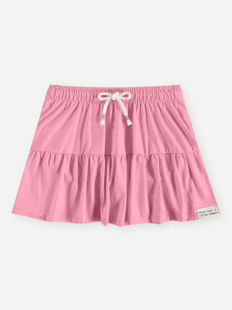 Conjunto Infantil Menina Cropped e Saia-Short com Strass Barbie