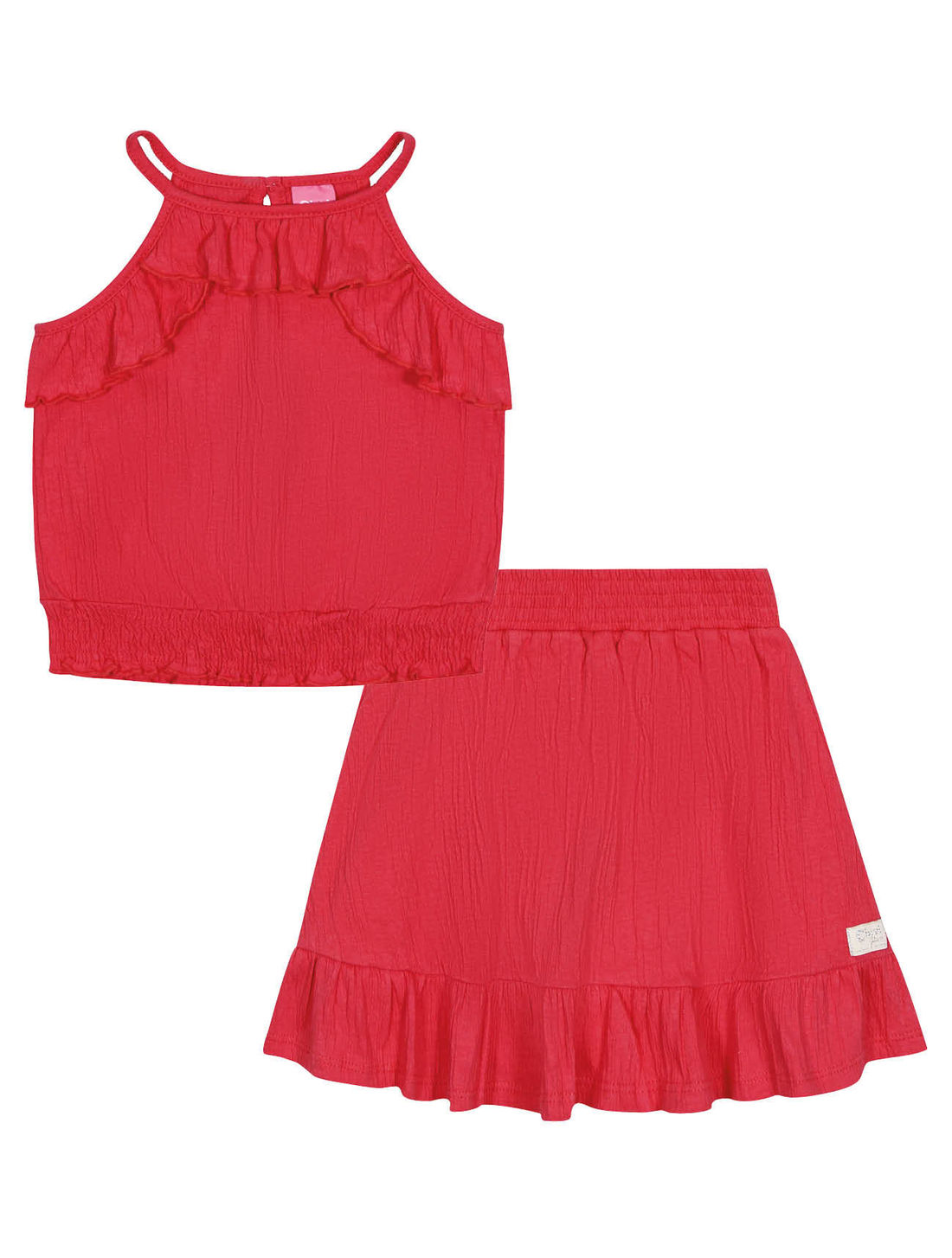Conjunto Infantil Menina Blusa Boxy Babado E Saia-Short Rosa Cinti