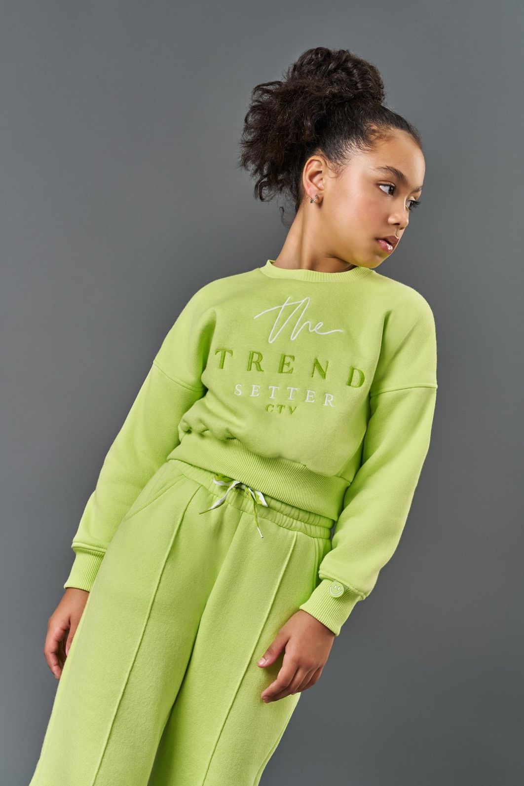 Conjunto Infantil Menina Trend Bordado Verde CTV