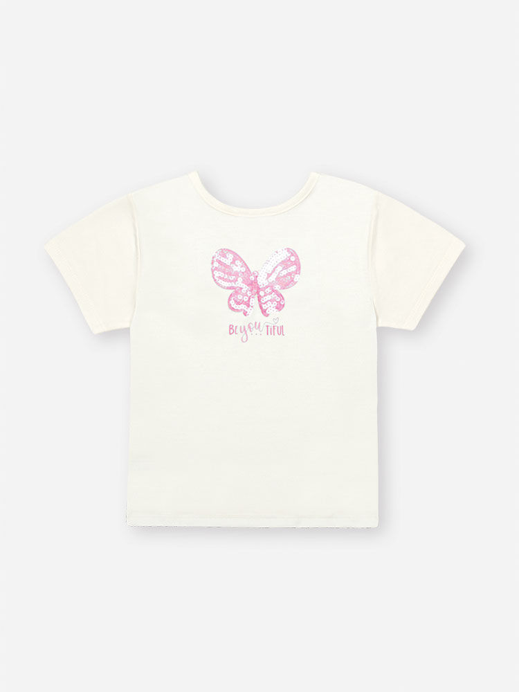 Conjunto Infantil com Blusa em Cotton Bordada e Shorts Estampado – Look Menina Verão com Ursinhas NATURAL/RS IOGURTE