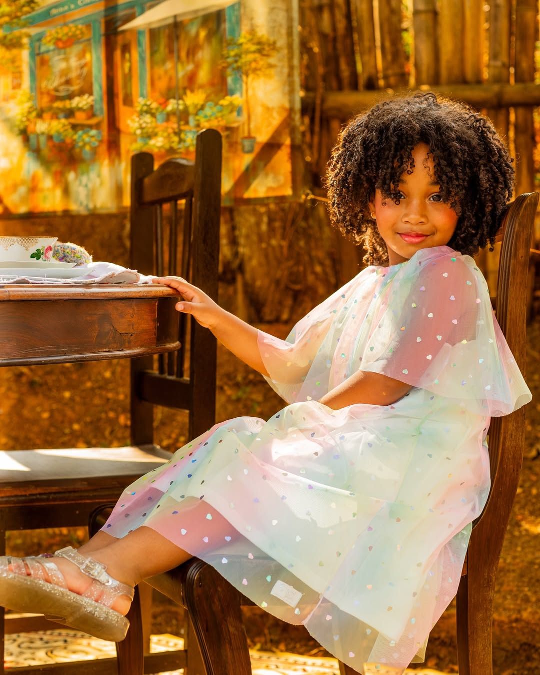 Vestido Infantil Menina Tule Com Corações Rosa Cinti Vestido Infantil Menina Tule Com Corações Rosa Cinti