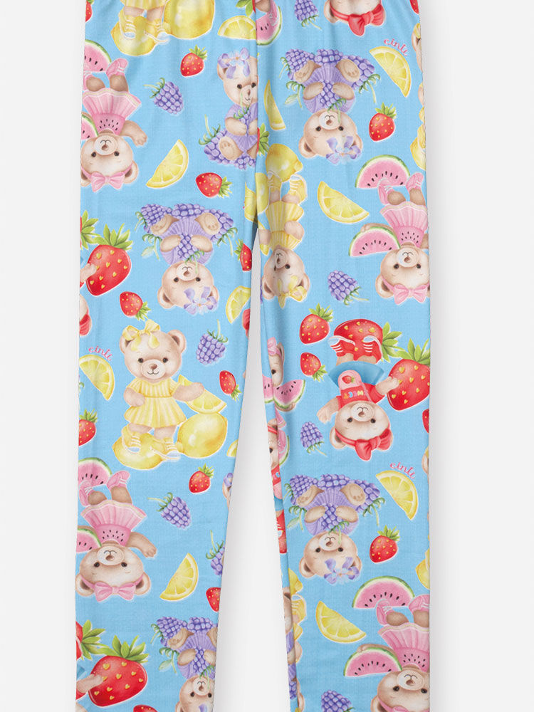 Conjunto Infantil Blusa Ursinho e Legging Frutinhas Porcelana