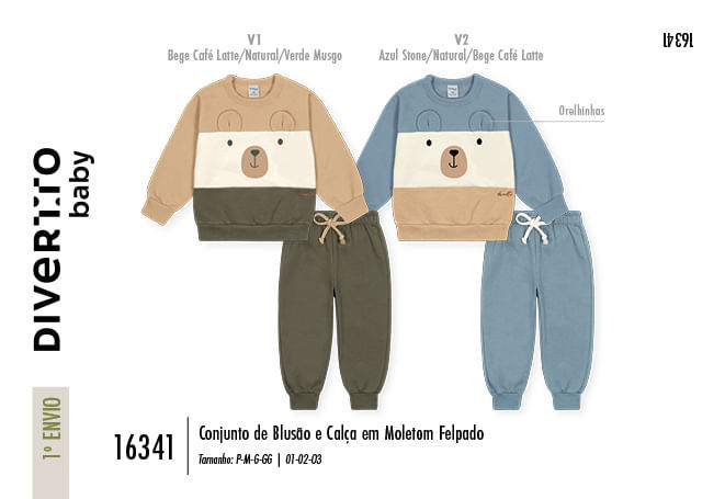 Conjunto Infantil Ursinho em Moletom Felpado – Look de Inverno Quentinho e Confortável