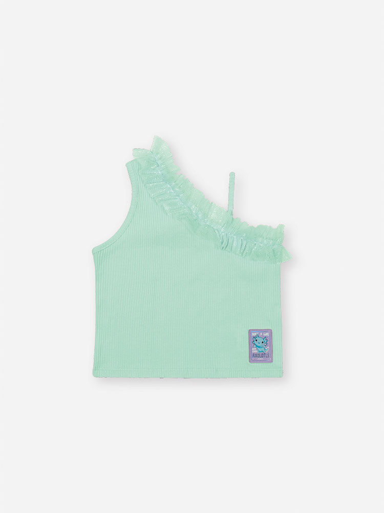 Conjunto Infantil com Blusa Cropped em Ribana e Shorts Saia Estampa Sara Salamandra – Look Menina Ve VD BRISA/LL BRUMA