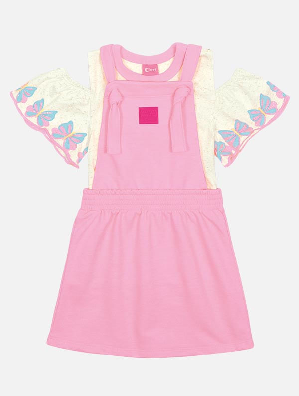 CONJ BLUSA E SALOPETE OFF WHITE/RS BARBIE