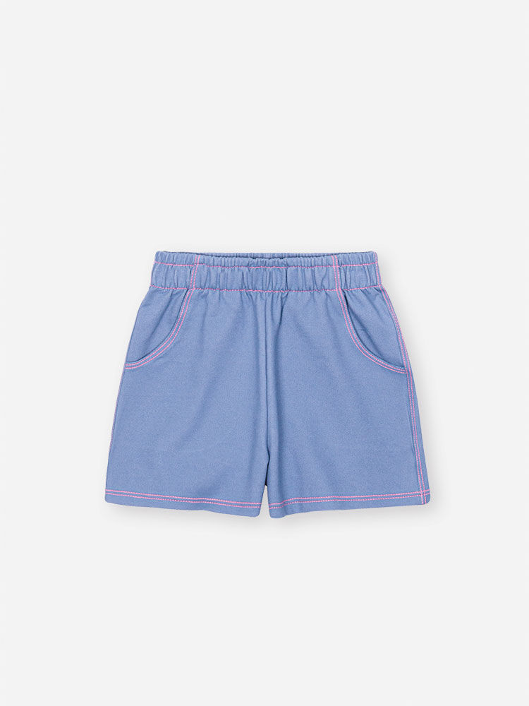Conjunto Infantil com Regata Boxy e Shorts em Molecotton Denim – Look Menina Verão com Alças Colorid AZUL JEANS MEDIO