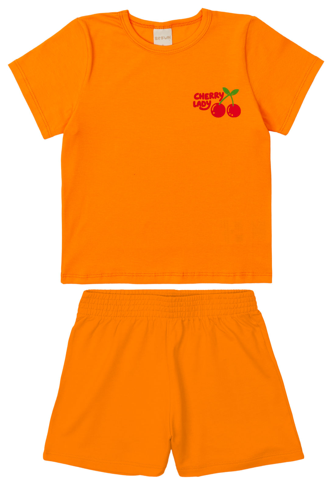 Conjunto Infantil Blusa Cherry Lady e Shorts Laranja Conjunto Infantil Blusa Cherry Lady e Shorts Laranja