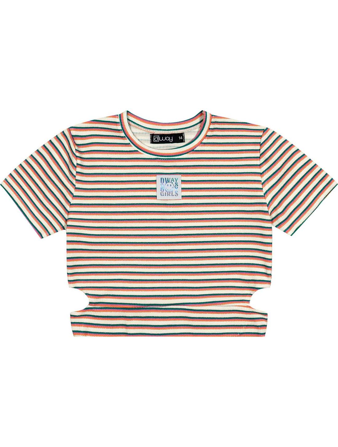 Blusa Cropped Teen Feminina Listrada Com Lurex Natural Dway Blusa Cropped Teen Feminina Listrada Com Lurex Natural Dway