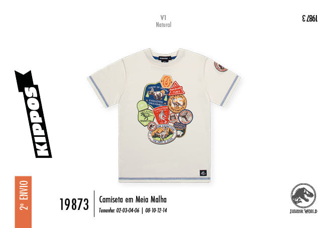 Camiseta Menino Jurassic World Patchwork Kippos