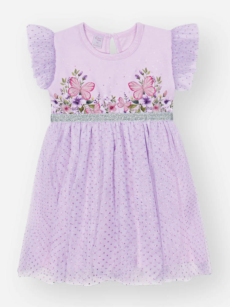 Fantasia Infantil de Fada com Vestido em Cotton Tule Drops e Strass LILAS BRUMA Fantasia Infantil de Fada com Vestido em Cotton Tule Drops e Strass LILAS BRUMA