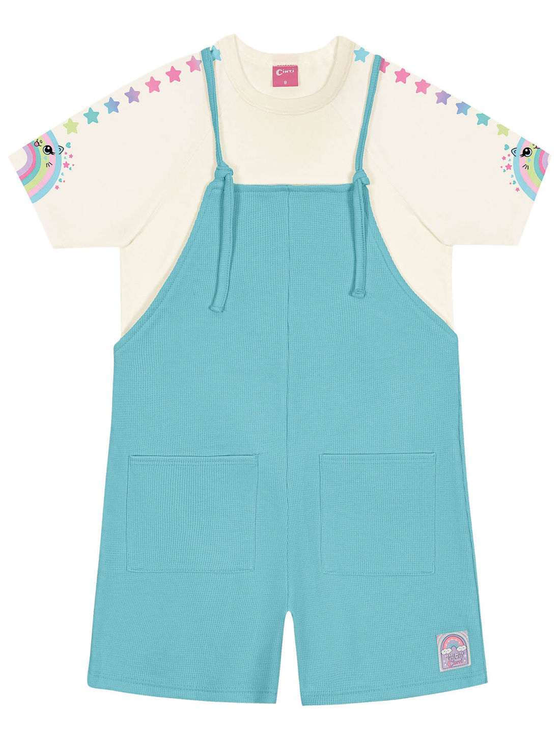 CONJ BLUSA E JARDINEIRA NATURAL/AZ LITORAL