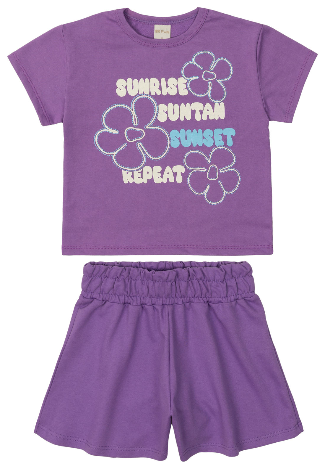 Conjunto Infantil de Blusa e Shorts Sunset Roxo Conjunto Infantil de Blusa e Shorts Sunset Roxo