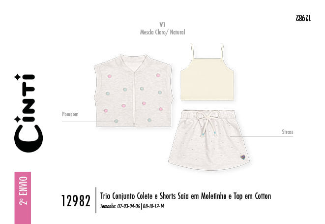 Conjunto Menina com Pompons Coloridos Mescla Mundo Cinti