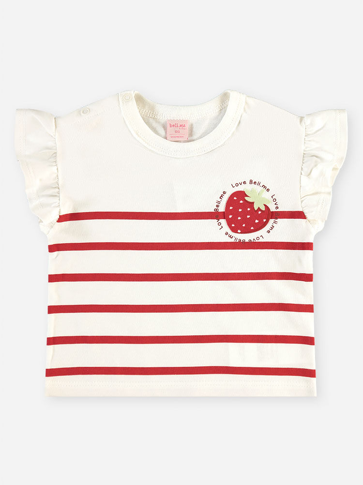 Conjunto Bebê Blusa de Morango e Short-Saia Vermelho
