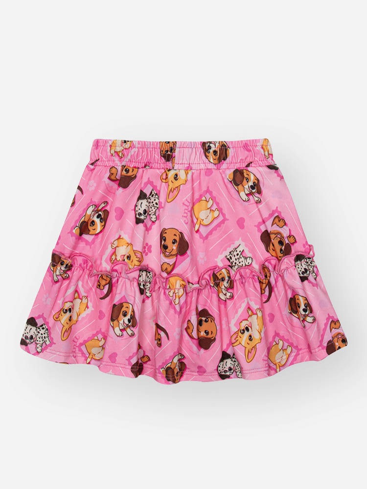 Conjunto Bebê Menina Cachorrinhas com Saia Shorts – Look Infantil Cinti Baby NATURAL/RS CONFETE