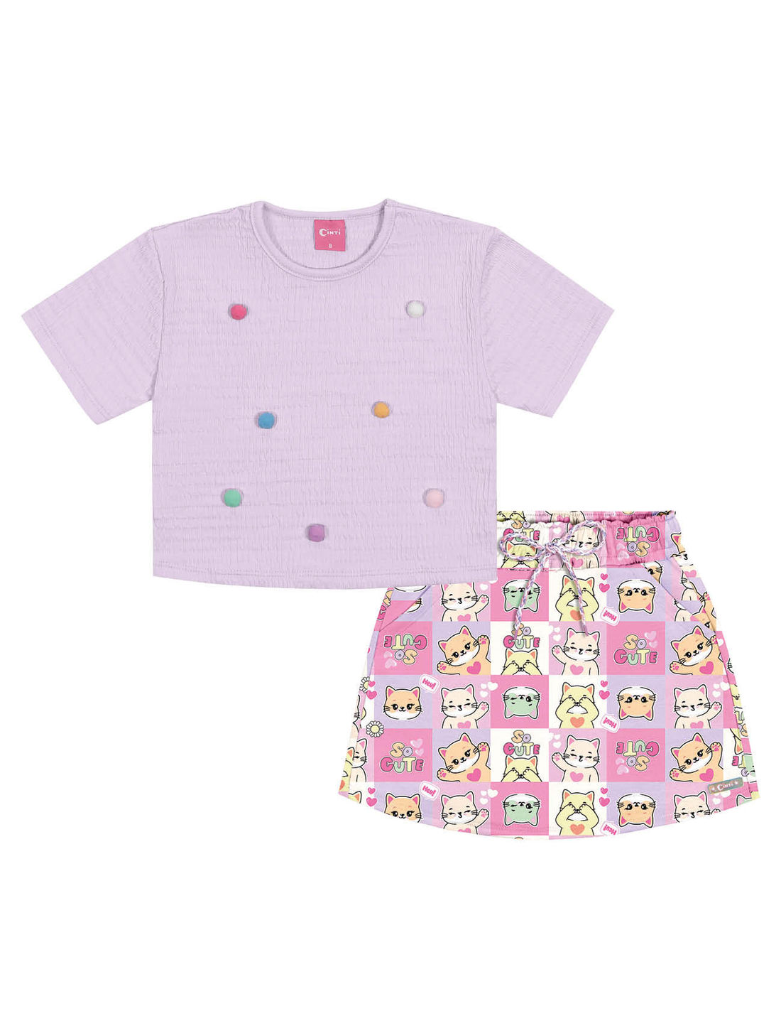 CONJ BLUSA E SHORTS/SAIA LL BRUMA/RS IOGURTE