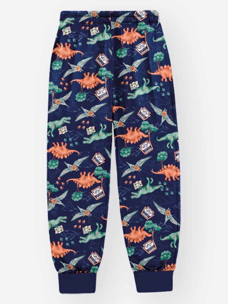 Pijama de Inverno Infantil Menino Dino World Divertto AZUL MARINHO