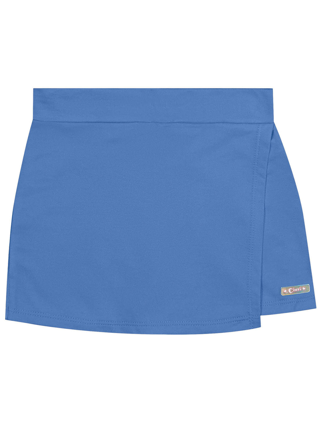 Conjunto Infantil Menina Blusa Cropped E Short-Saia Natural E Azul Cinti
