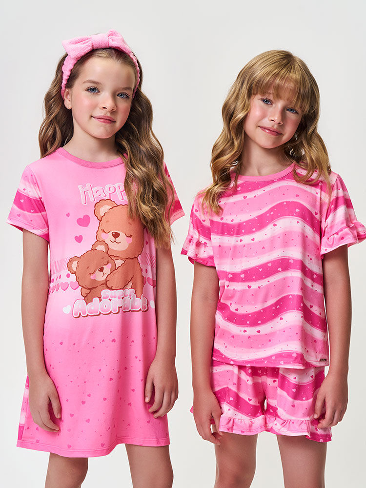 Camisola Infantil Menina com Faixa de Skincare Ursinho