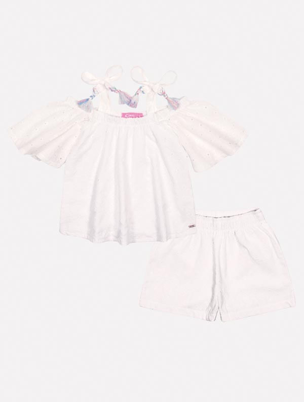 CONJ BLUSA E SHORTS OFF WHITE