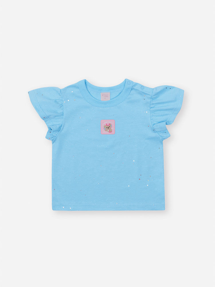 Blusa Básica Bebê Menina com Glitter Procelana