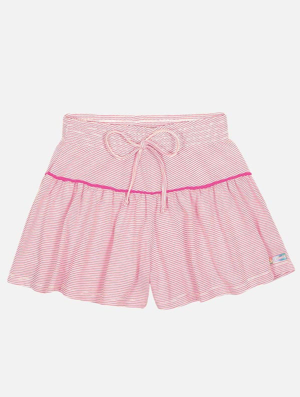 Conjunto Infantil Menina Tutti-Frutti Blusa E Short Listras Rosa Mundo Cinti