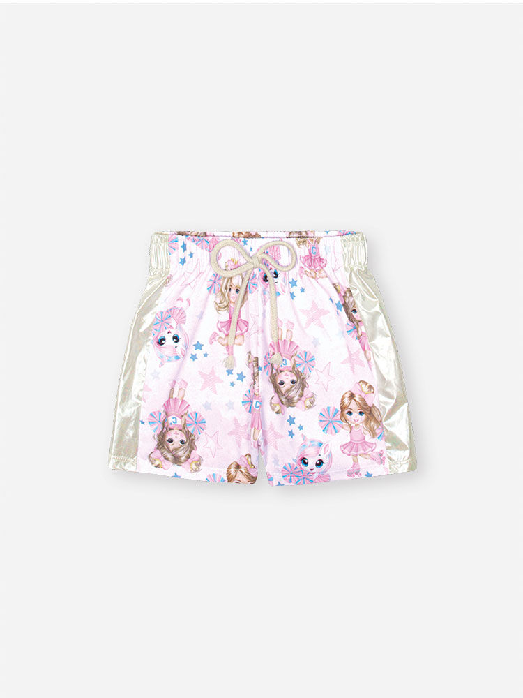 Conjunto Infantil Awesome Squad com Shorts e Bolsa Holográfica – Conjunto Menina Cinti NATURAL/RS IOGURTE/HOLOGRAFICO