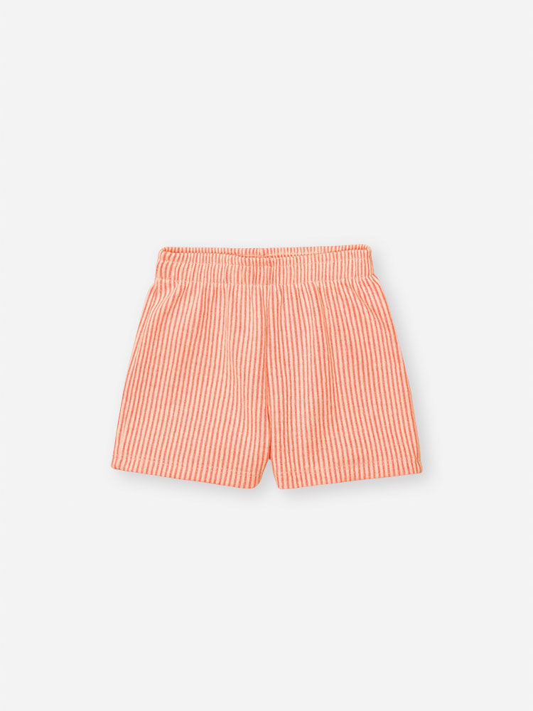 Conjunto Bebê Menina Blusa e Shorts Listrado Laranja Neon