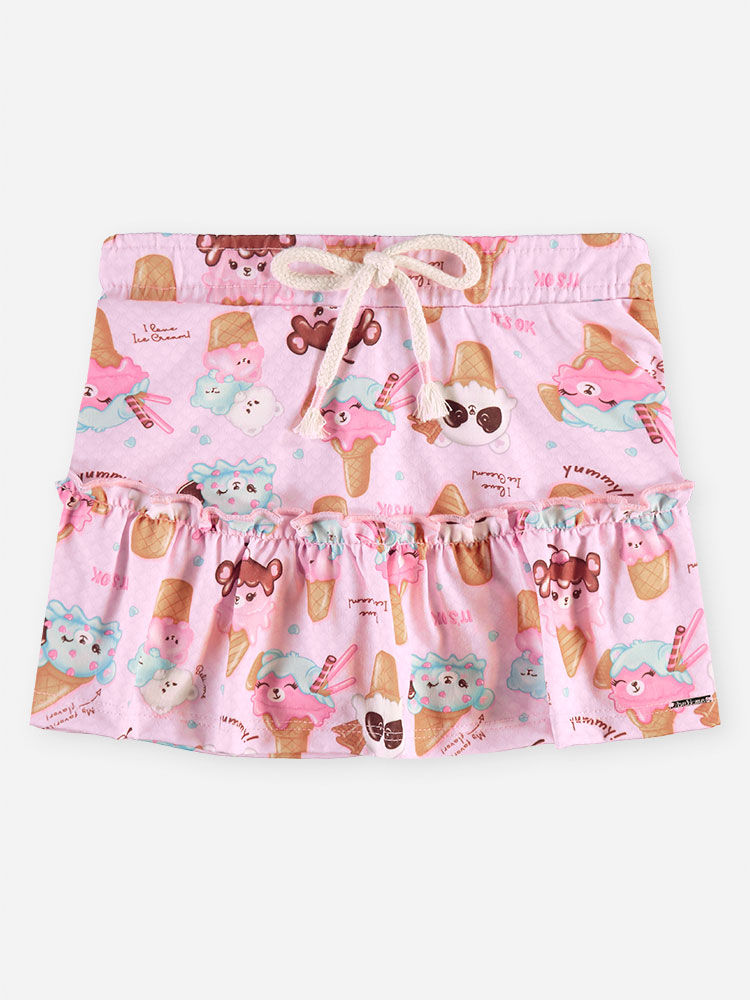 Conjunto Bebê Blusa Super Cute e Saia-Short de Sorvetes