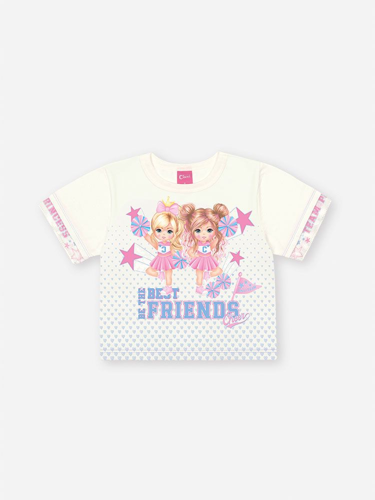 Conjunto Infantil Best Friends com Shorts Saia em Moletinho – Conjunto Menina Cinti NATURAL/AZ PROVENCE