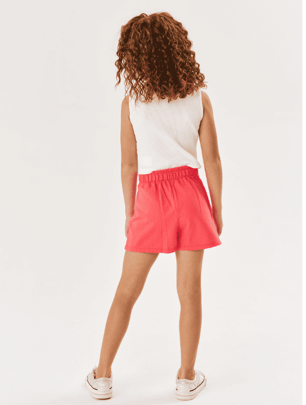 Conjunto Infantil Menina Blusa Cropped E Short-Saia Natural E Azul Cinti