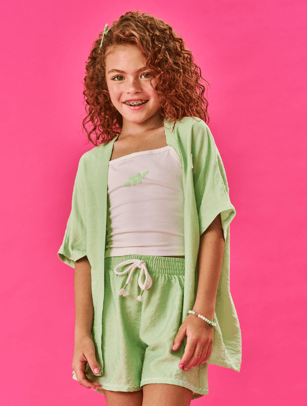 CONJ BLUSA, SHORTS E KIMONO VD PARA/VD PARA/NAT