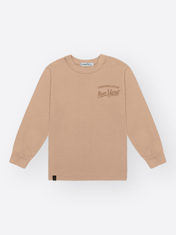 Camiseta Infantil Menino New York Divertto BEGE CAFE LATTE