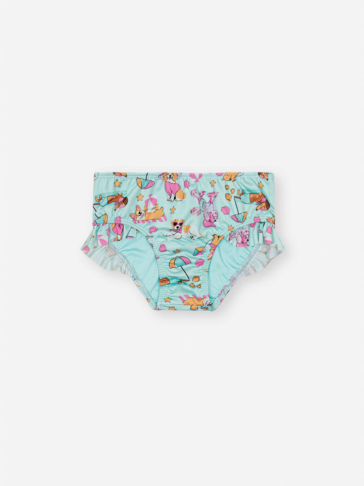 Biquíni Infantil em Malha UV com Estampa de Cachorros – Moda Praia Menina Verde Atol VERDE ATOL