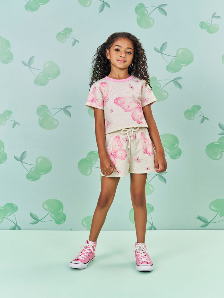 Conjunto Menina Borboletas Off White Mundo Cinti