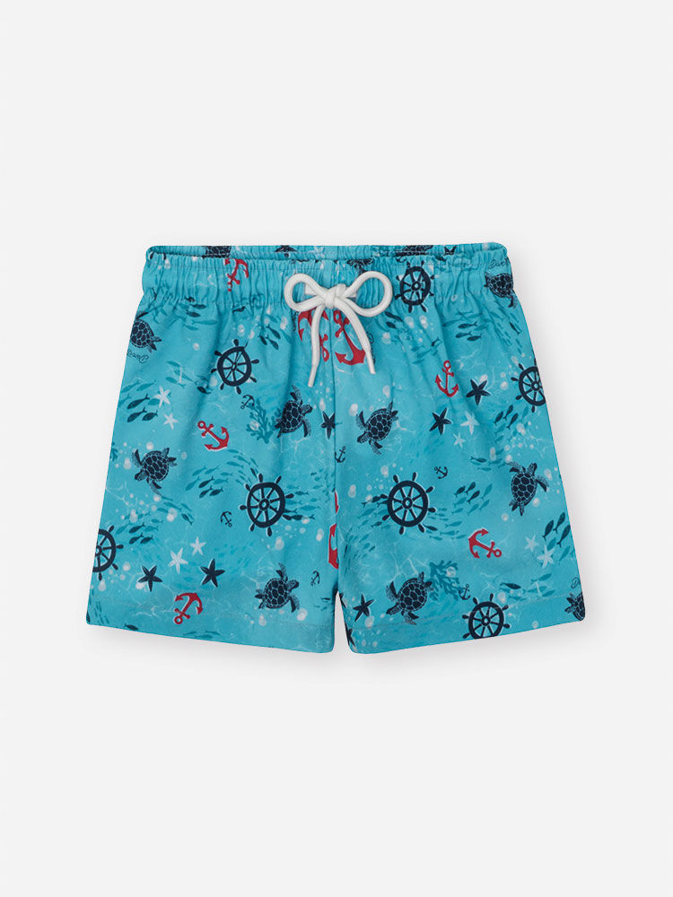 Boardshort Infantil Estampado Tropical Spring Sky