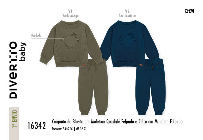 Conjunto Bebê Menino Urso Bordado Divertto