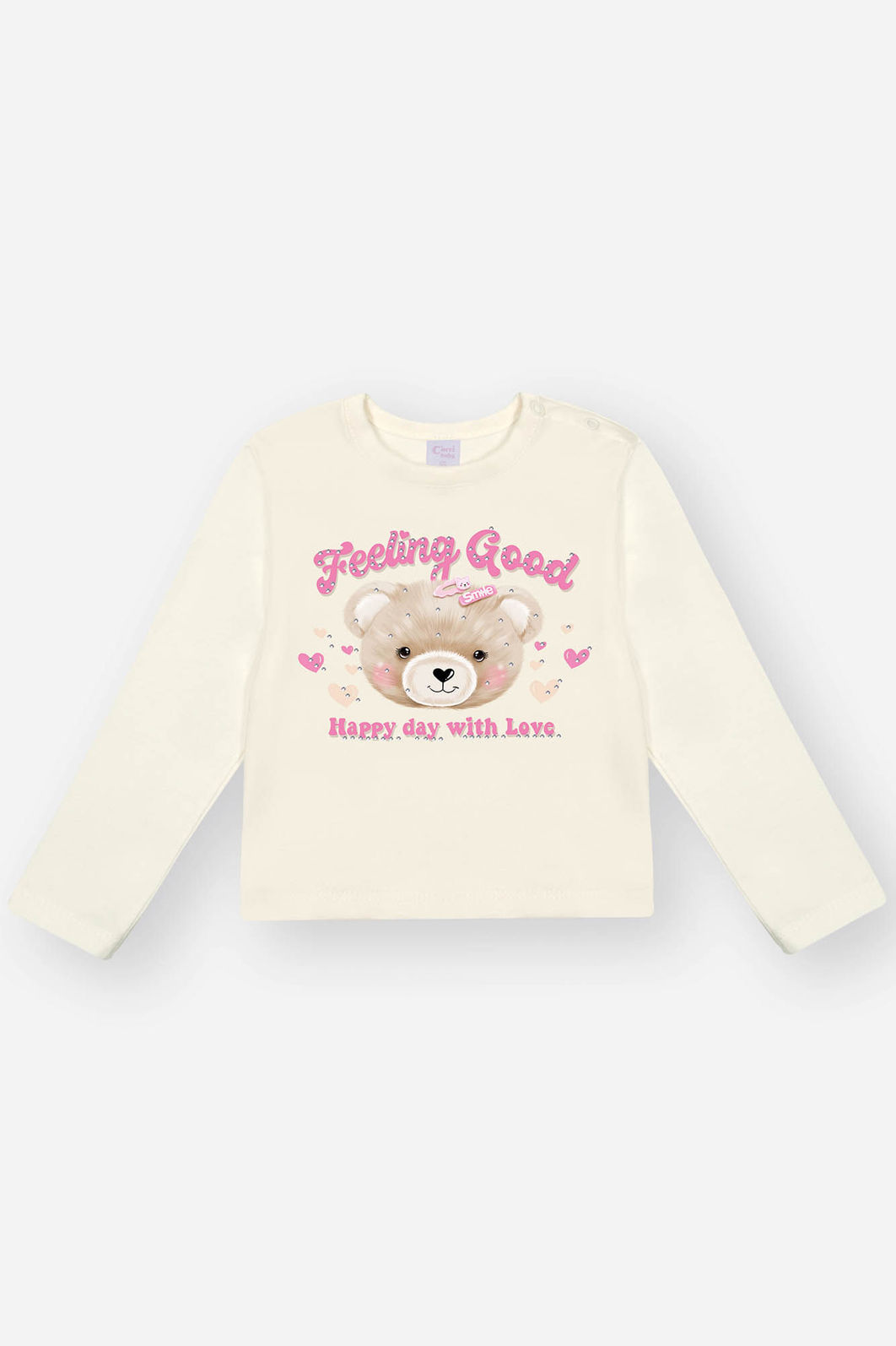 Conjunto Bebê Menina Blusa Ursinho E Short-Saia Bege Mundo Cinti