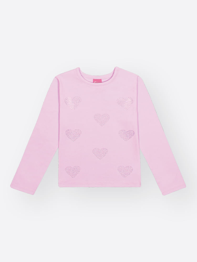 Blusa Menina Strass de Coração Mundo Cinti LILAS NUVEM