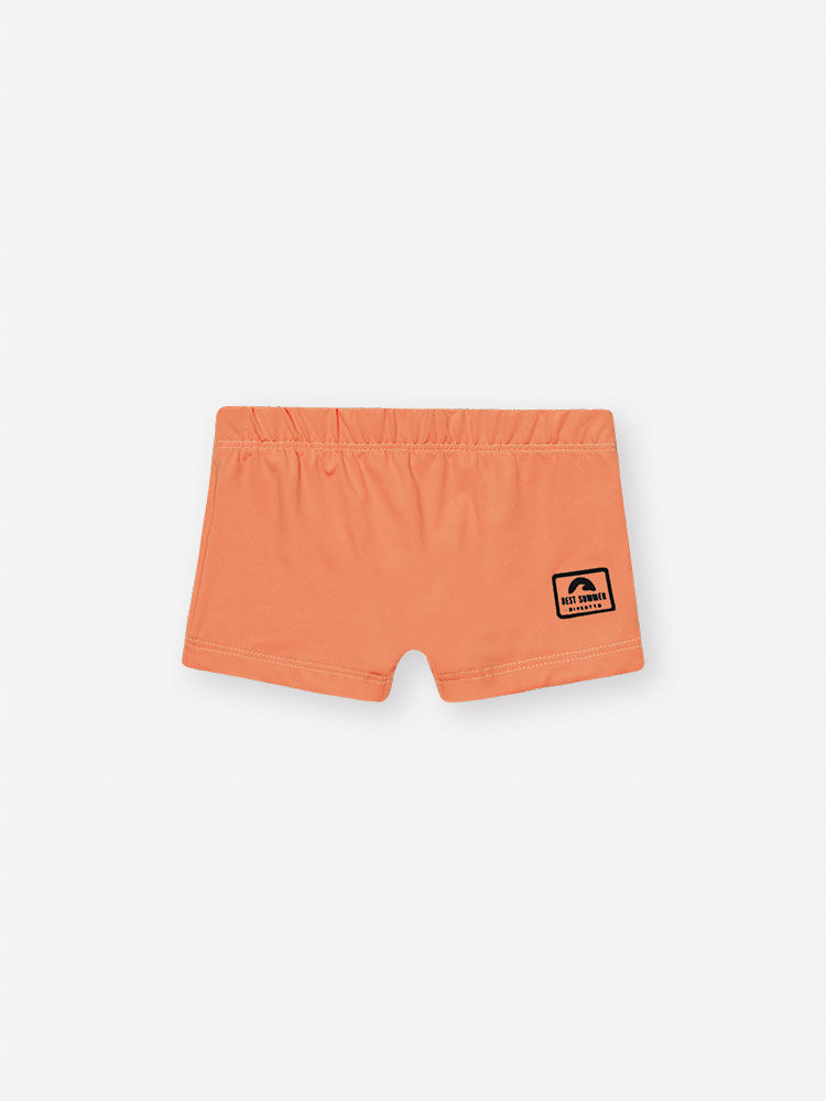 Sunga Infantil Menino Lisa em Malha UV Laranja Neon