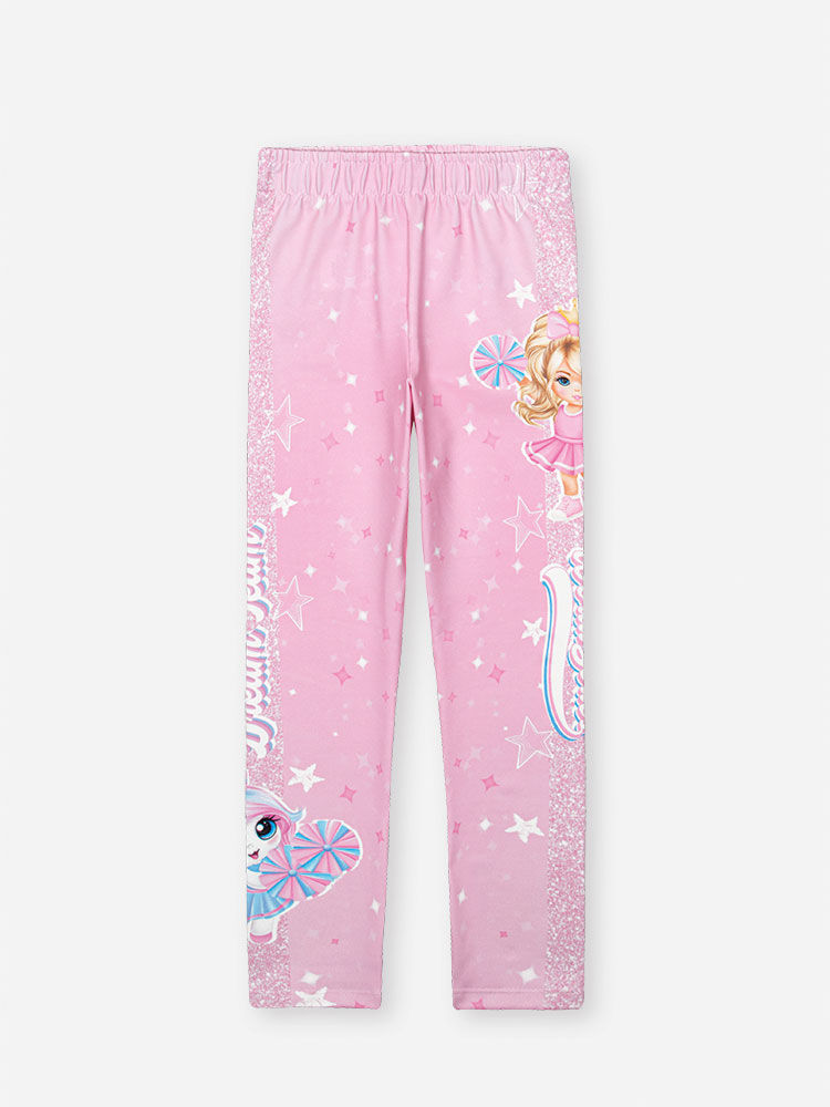 Legging Infantil em Suplex com de Princesa Cinti e Unicórnio Brilhinho – Calça Menina Verão Rosa ROSA CONFETE