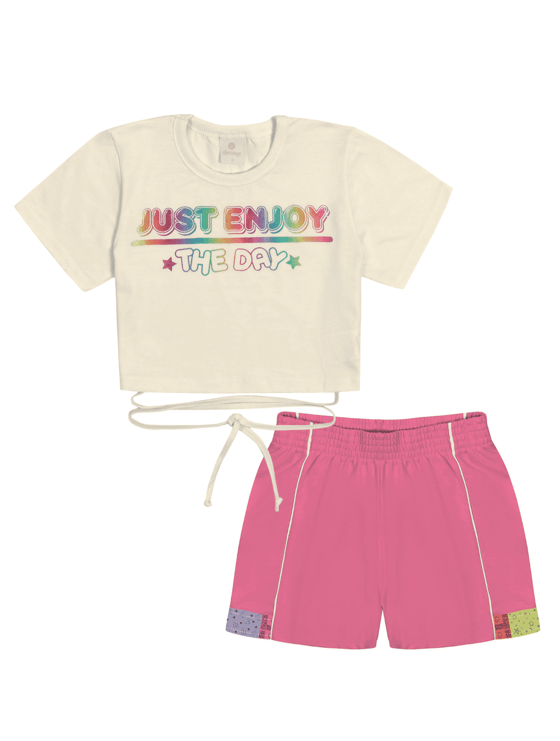 CONJ BLUSA E SHORTS NATURAL/RS CONFETE