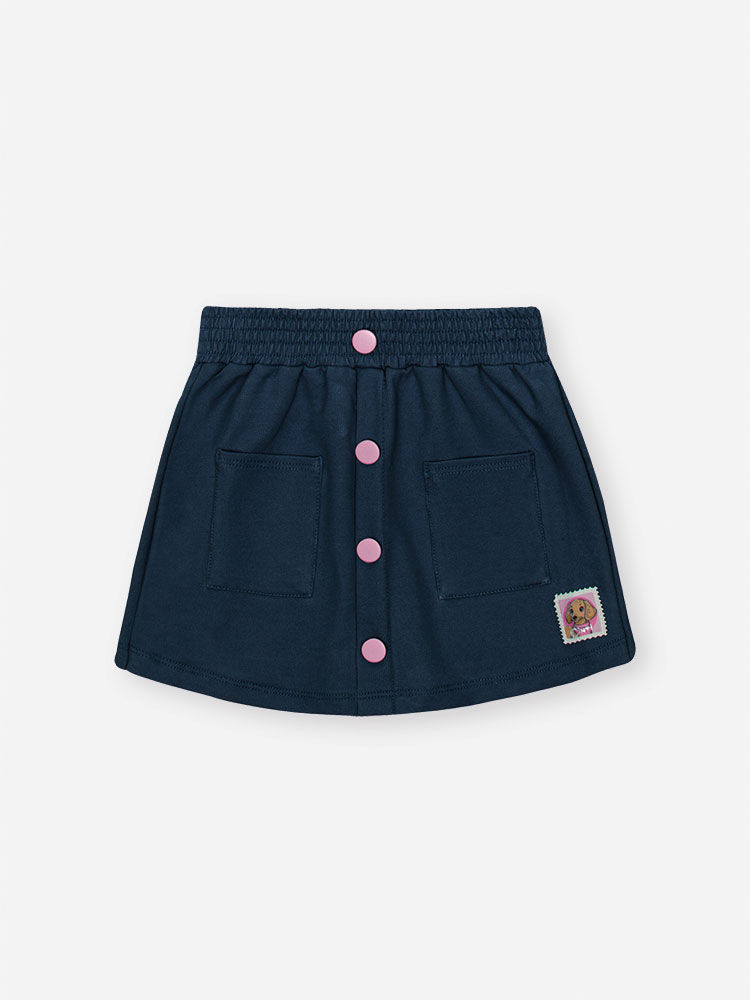 Conjunto Infantil com Blusa e Shorts Saia em Molecotton Denim – Look Menina Verão com Strass NATURAL/AZ JEANS ESCURO