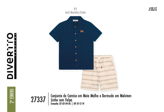 Conjunto Infantil Menino Resort Style Divertto AZ MARINHO/OFF WHITE