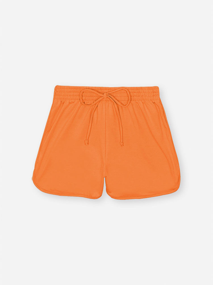 Shorts Infantil em Malha UV Neon – Short Menina Moda Praia Verão com Cordão LARANJA NEON FORTE
