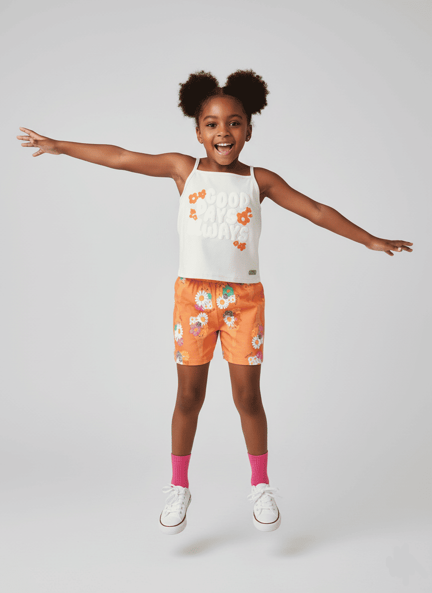 Conjunto Infantil Menina Good Days Laranja Abrange Conjunto Infantil Menina Good Days Laranja Abrange