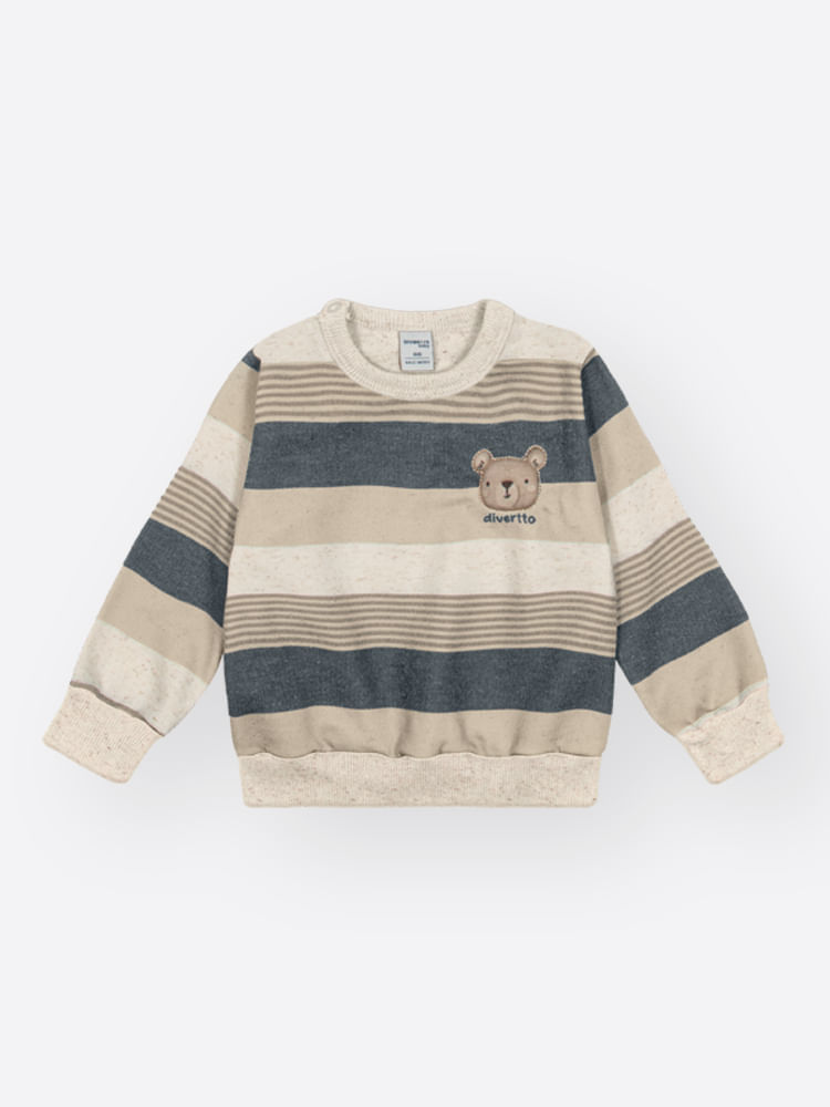 Conjunto Infantil Moletom Listrado com Calça em Veludo – Look de Inverno Quentinho e Sofisticado