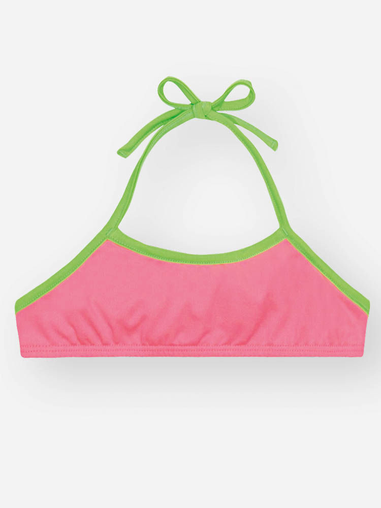 Biquíni Infantil em Malha UV Neon – Moda Praia Menina Verão com Proteção UV e Cores Vibrantes ROSA NEON FORTE